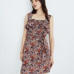 Madewell x Karen Walker Silk Floral Rosalie Ruffled Dress Sz 6 NWOT